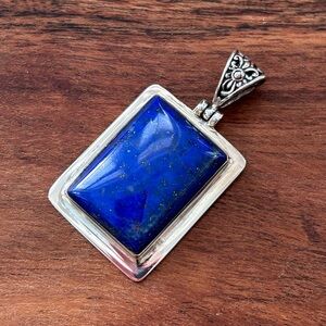 Large Sterling Silver Blue Lapis Pendant